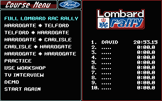 Lombard Rally screenshot 3 for Atari ST